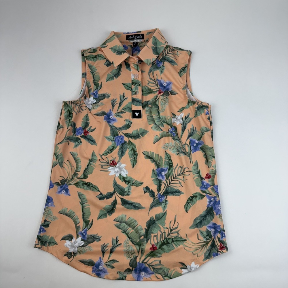 New Womens Bad Birdie Core Sleeveless Flora Fiesta Golf Polo Size XSmall NWT
